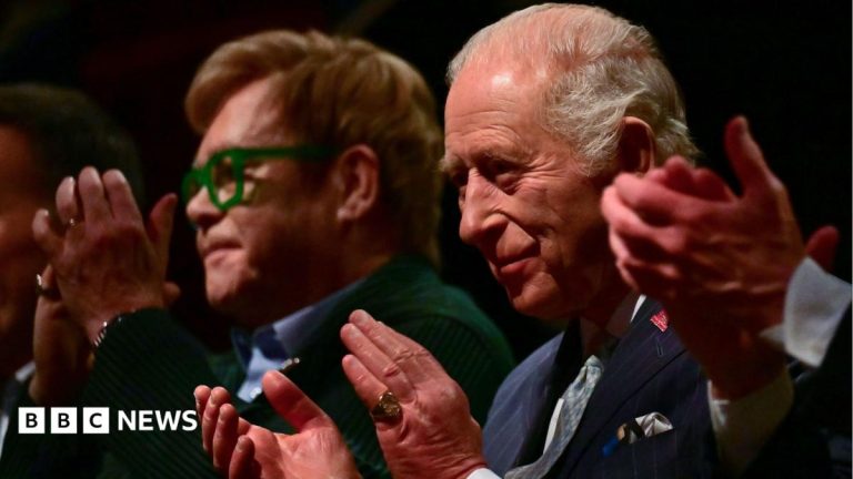 King Charles and Elton John in the audience for Apple music workshop