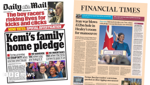 Newspaper headlines: ‘Kemi’s family home pledge’ and ‘Badenoch invokes core Tory values’ Newspaper headlines: ‘Kemi’s family home pledge’ and ‘Badenoch invokes core Tory values’